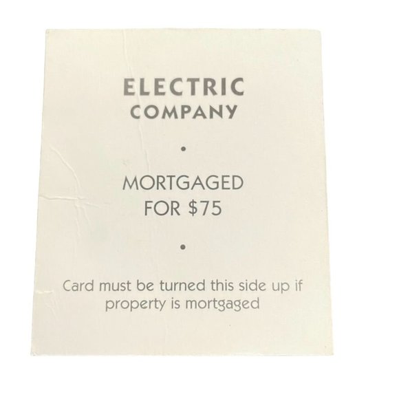 Monopoly Classic Electric Company Utility Property Title Deed Card Replacement u - Picture 2 of 2
